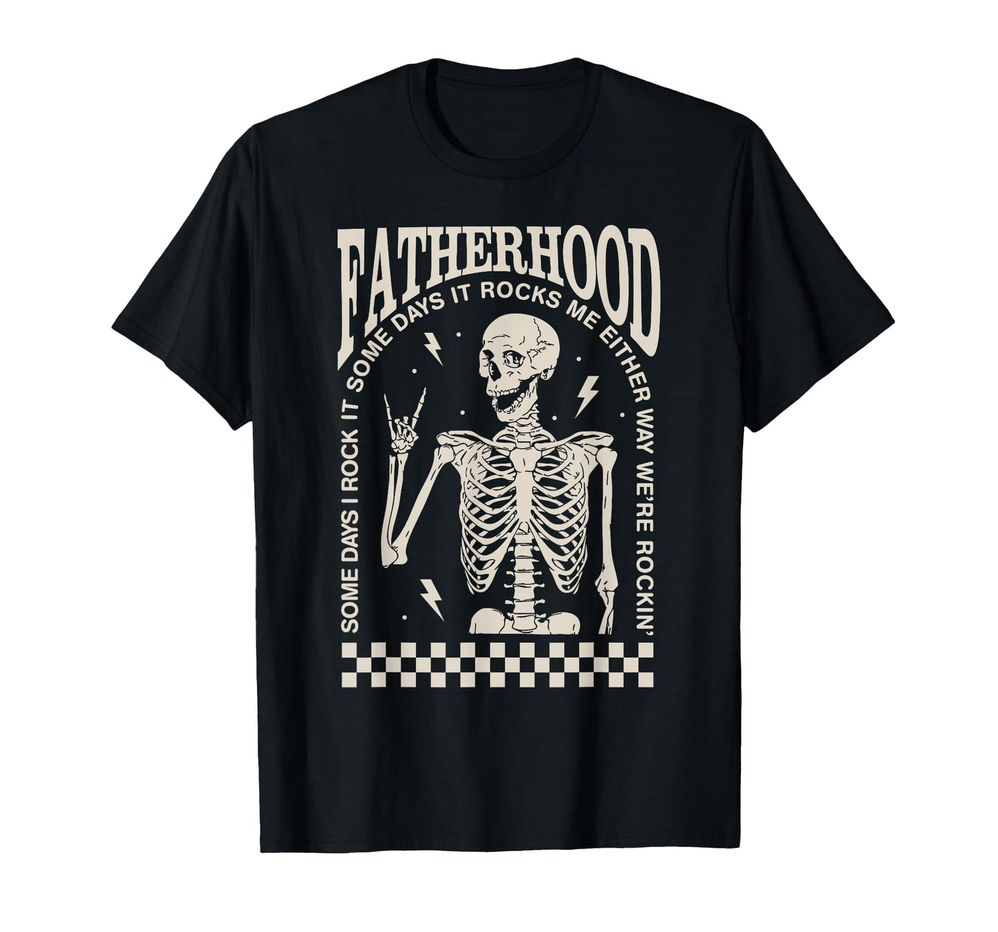 Funny Fatherhood Rock Skeleton Dad Life Vintage Fathers Day T-Shirt