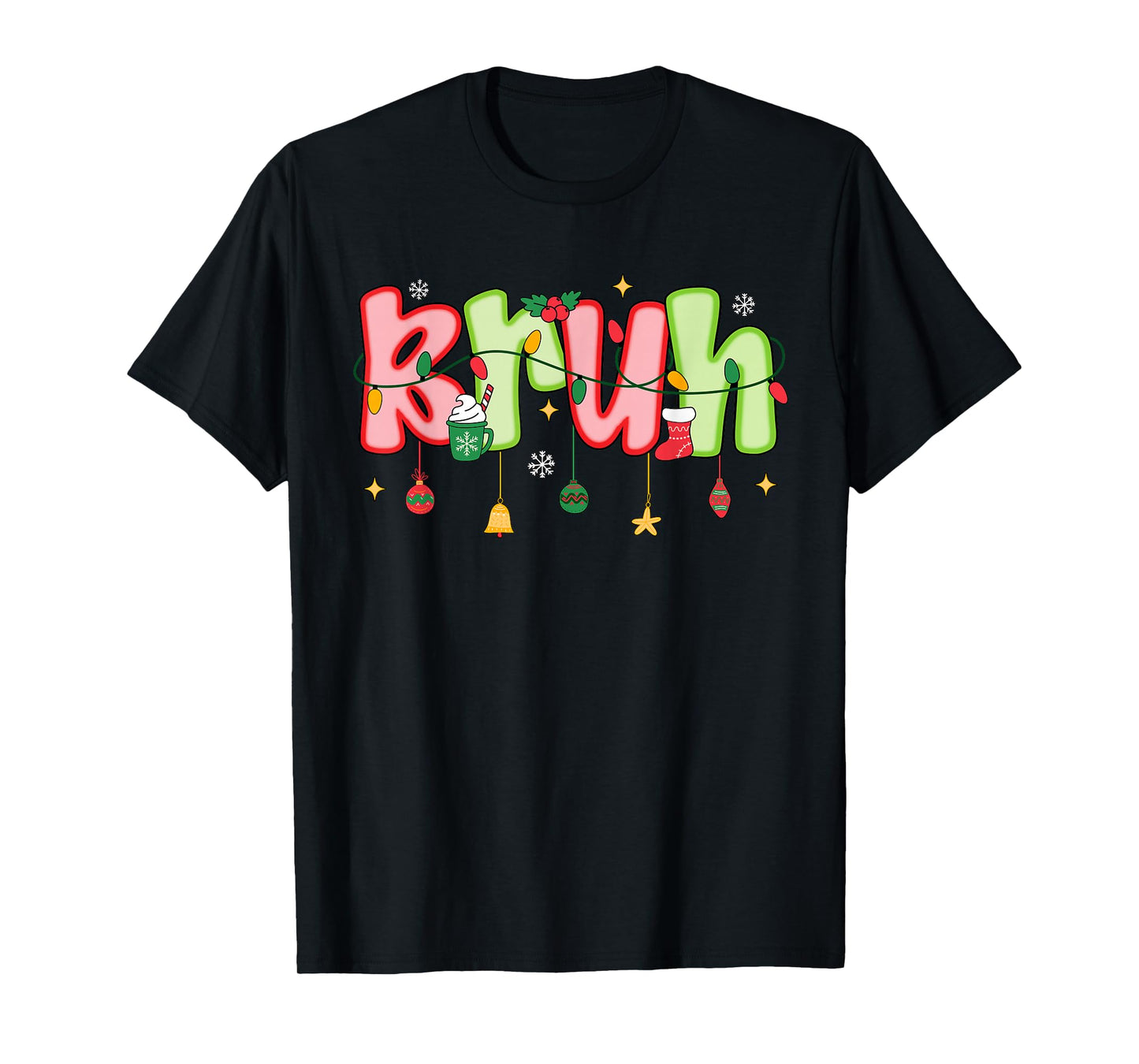 Bruh Funny Preppy Christmas Teens Boys Kids Xmas Pajamas T-Shirt