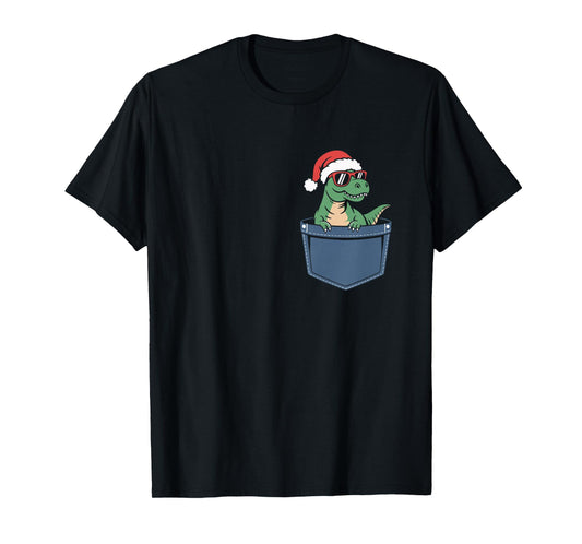 Dinosaur in Pocket, Santa t rex in a Pocket Christmas Boys T-Shirt