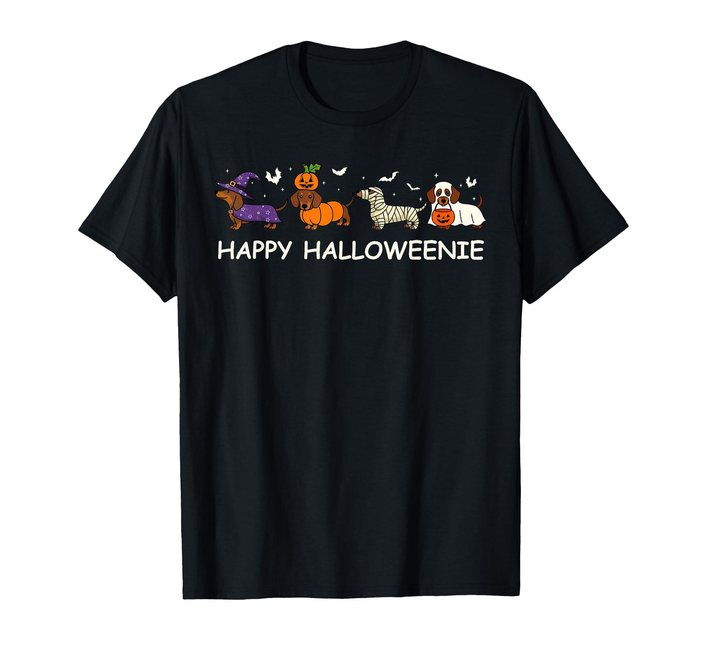 Weiner Dog Witch Happy Halloweenie Cute Halloween Dachshund T-Shirt