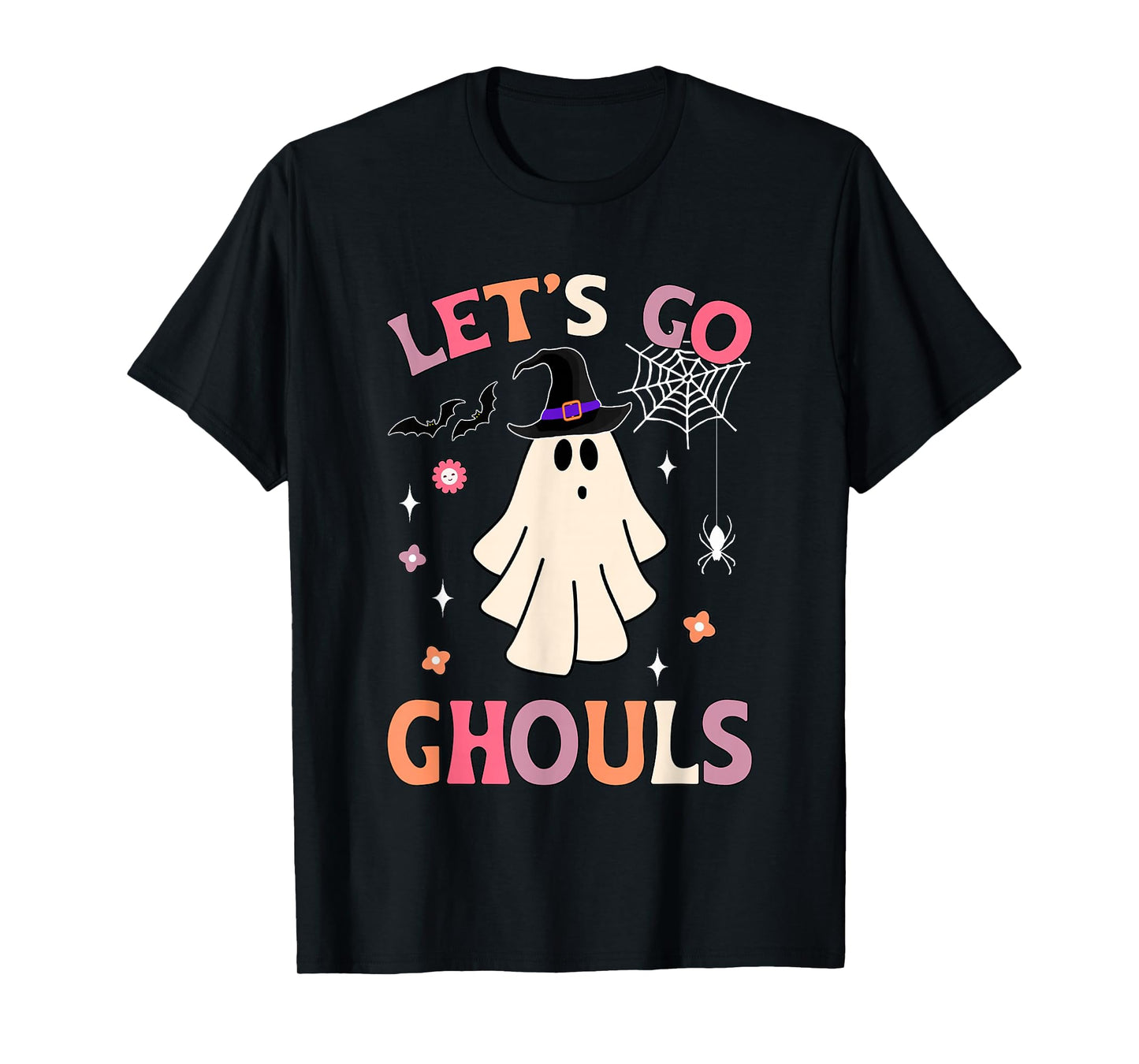Halloween Ghost Witch Costumes Retro Let's Go Ghouls Groovy T-Shirt