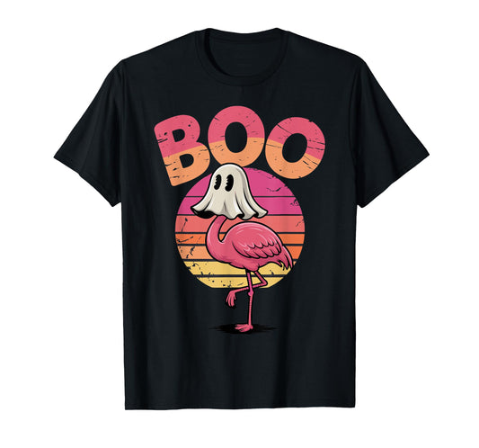 Flamingo Ghost Boo Pink Sunset T-Shirt