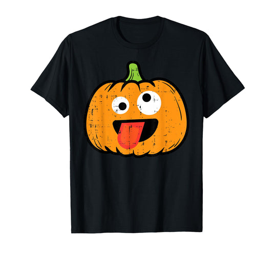 Halloween Pumpkin Tongue Out Face Costume Boy Kids Men Women T-Shirt