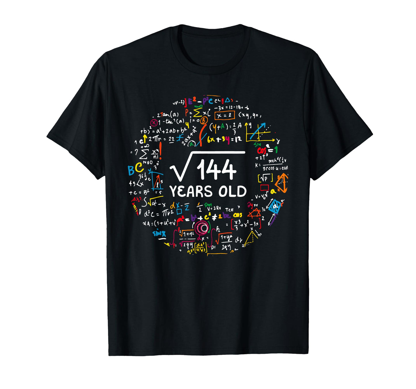 Square Root Of 144 12th Birthday 12 Year Old Gifts Math Bday T-Shirt