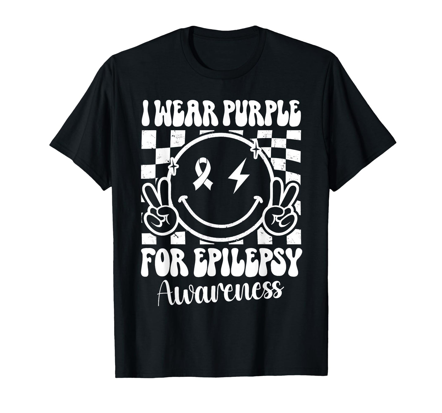 I Wear Purple For Epilepsy Awareness Smile Face Epilepsy T-Shirt