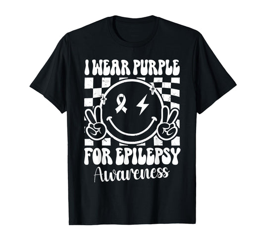 I Wear Purple For Epilepsy Awareness Smile Face Epilepsy T-Shirt