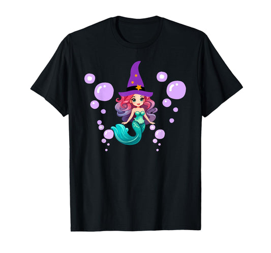 Cute Witch Halloween Mermaid Costume Gifts for Women Girls T-Shirt