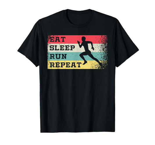 Eat Sleep Run Repeat Retro Vintage Funny Running Runner T-Shirt