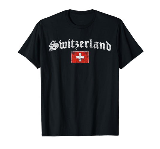 Retro Swiss Flag of Switzerland Souvenir for Men Women Kids T-Shirt