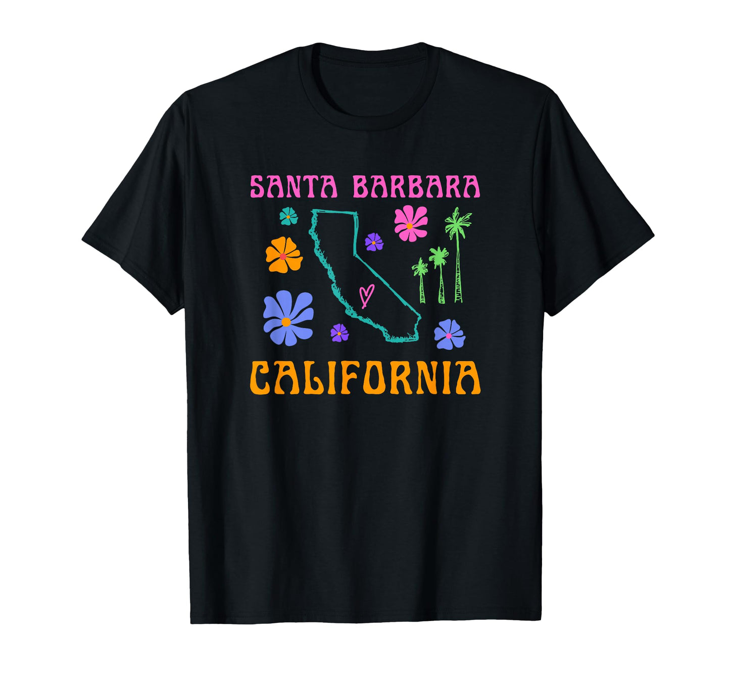 Santa Barbara California Retro Groovy Vacation and Travel T-Shirt
