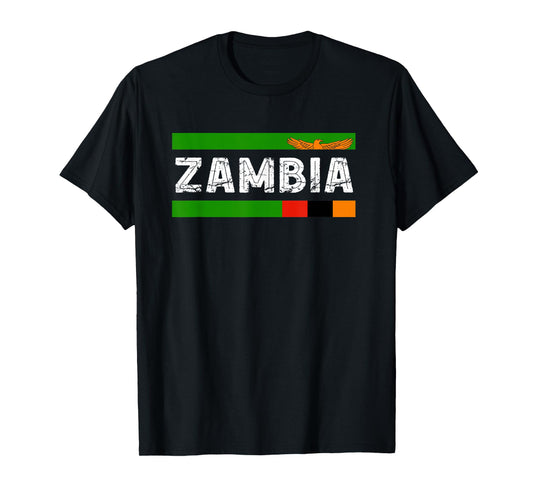 Zambia Flag Vintage Zambian Pride Heritage Zambian Roots T-Shirt