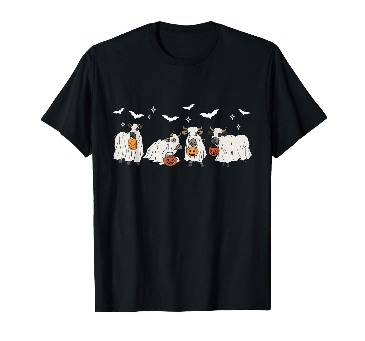Fall Cow Trick Or Treat Halloween Ghost Cow Farm Cow Lover T-Shirt