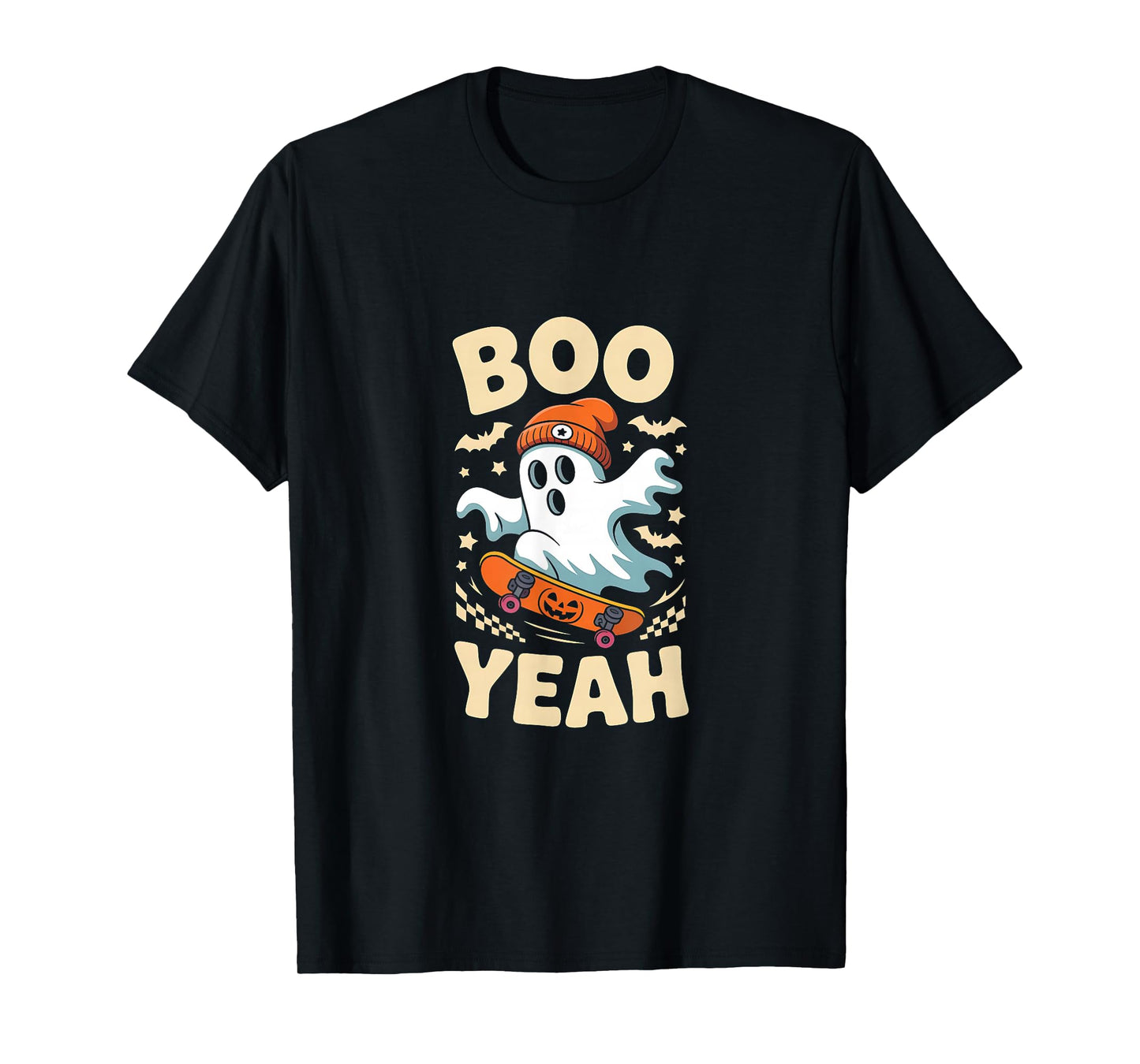 Boo Yeah Halloween Ghost Boys Retro Skateboard Toddler Kids T-Shirt