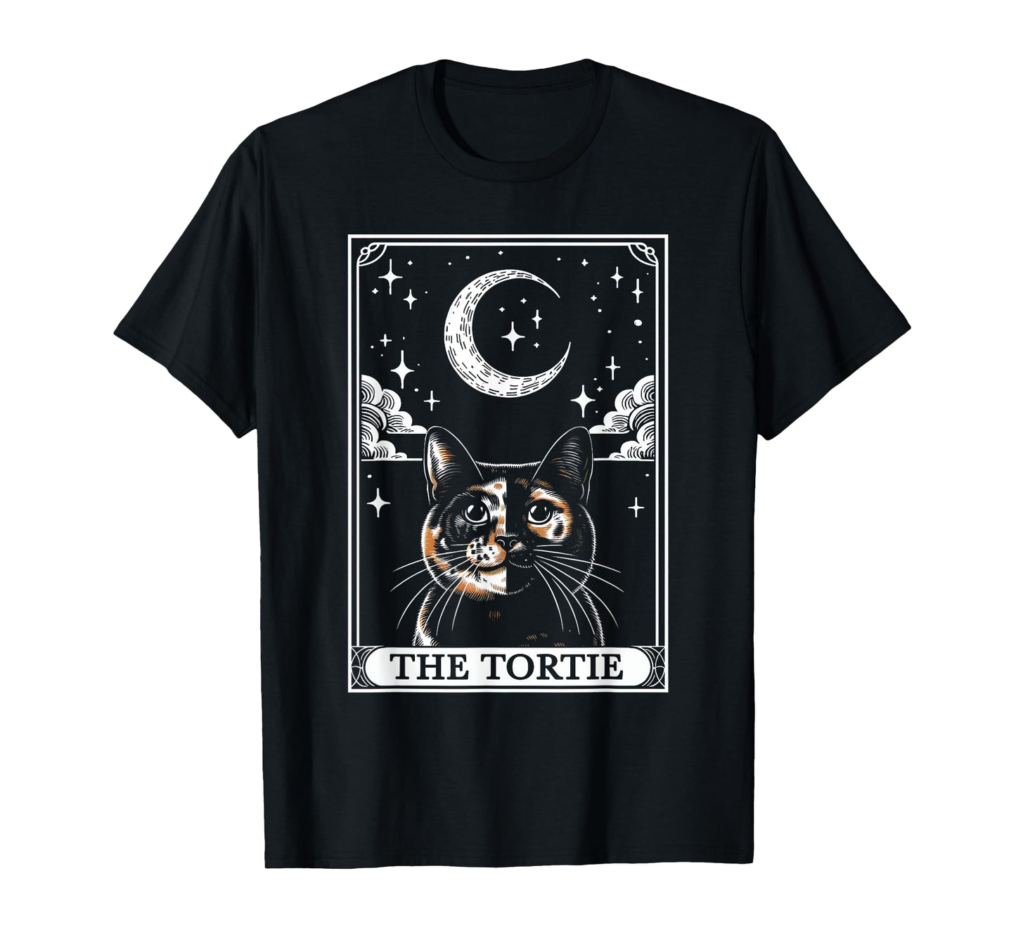 Tarot Card Vintage Crescent Moon Tortie Cat Mom Cat Lovers T-Shirt