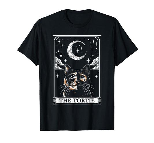 Tarot Card Vintage Crescent Moon Tortie Cat Mom Cat Lovers T-Shirt