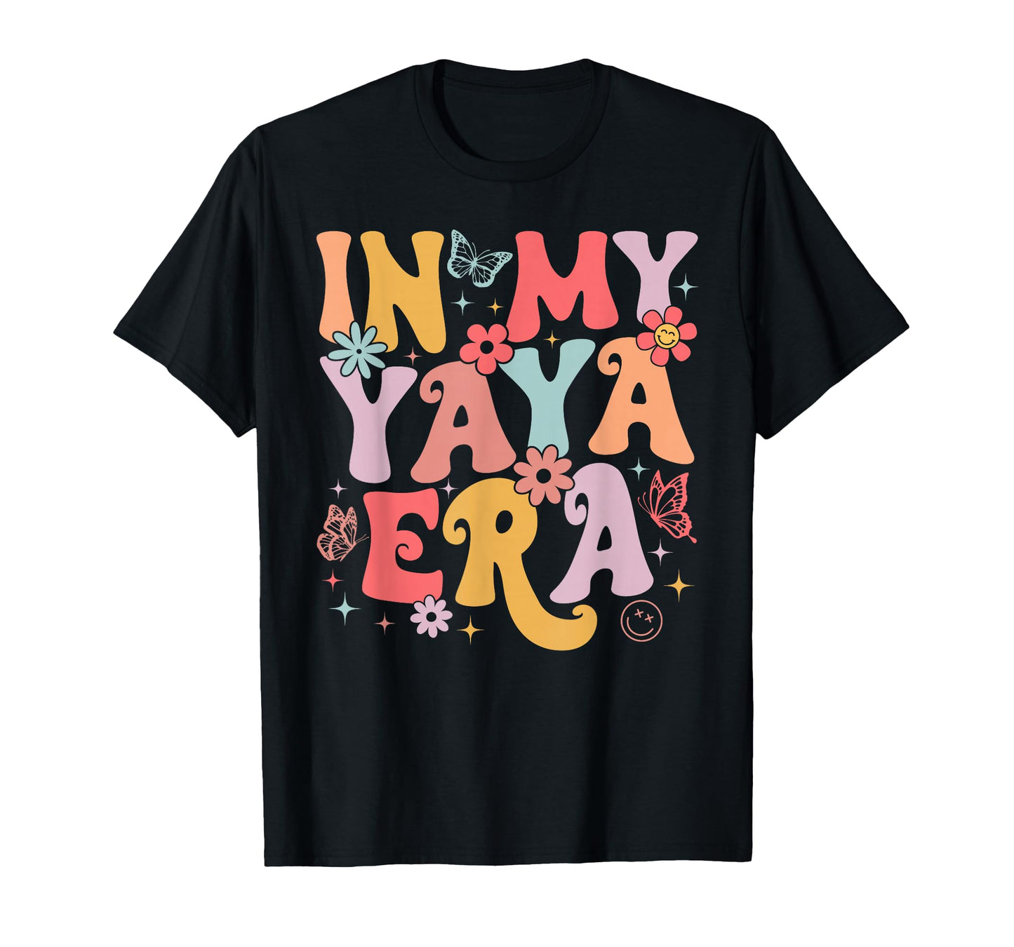 In My Yaya Era Groovy Retro Mothers Day Butterfly Women T-Shirt