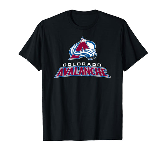 Colorado Avalanche Power Play T-Shirt - Blue, Unisex-Adults/Kids, Short Sleeve, Modern Casual, Solid with Print, NHL Officially Licensed