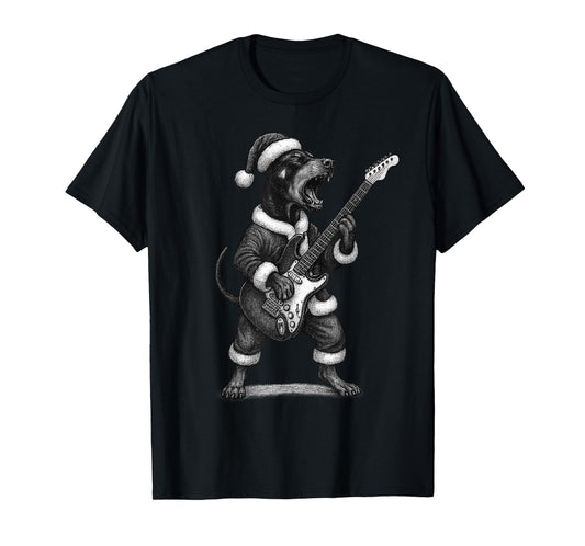 Doberman Pinscher Playing Guitar Christmas Dog Lover T-Shirt