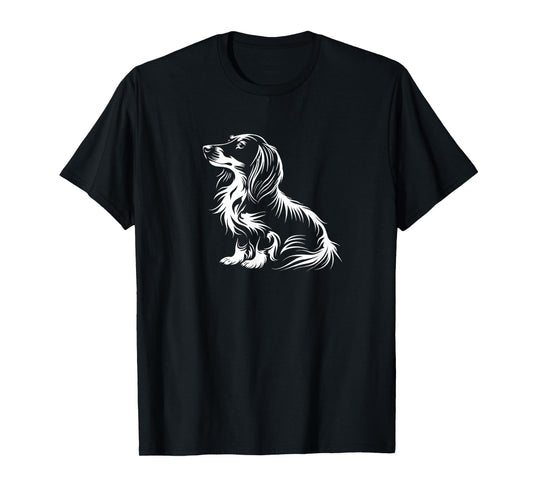 Mens Womens Funny Retro Vintage Logo Long Haired Dachshund T-Shirt