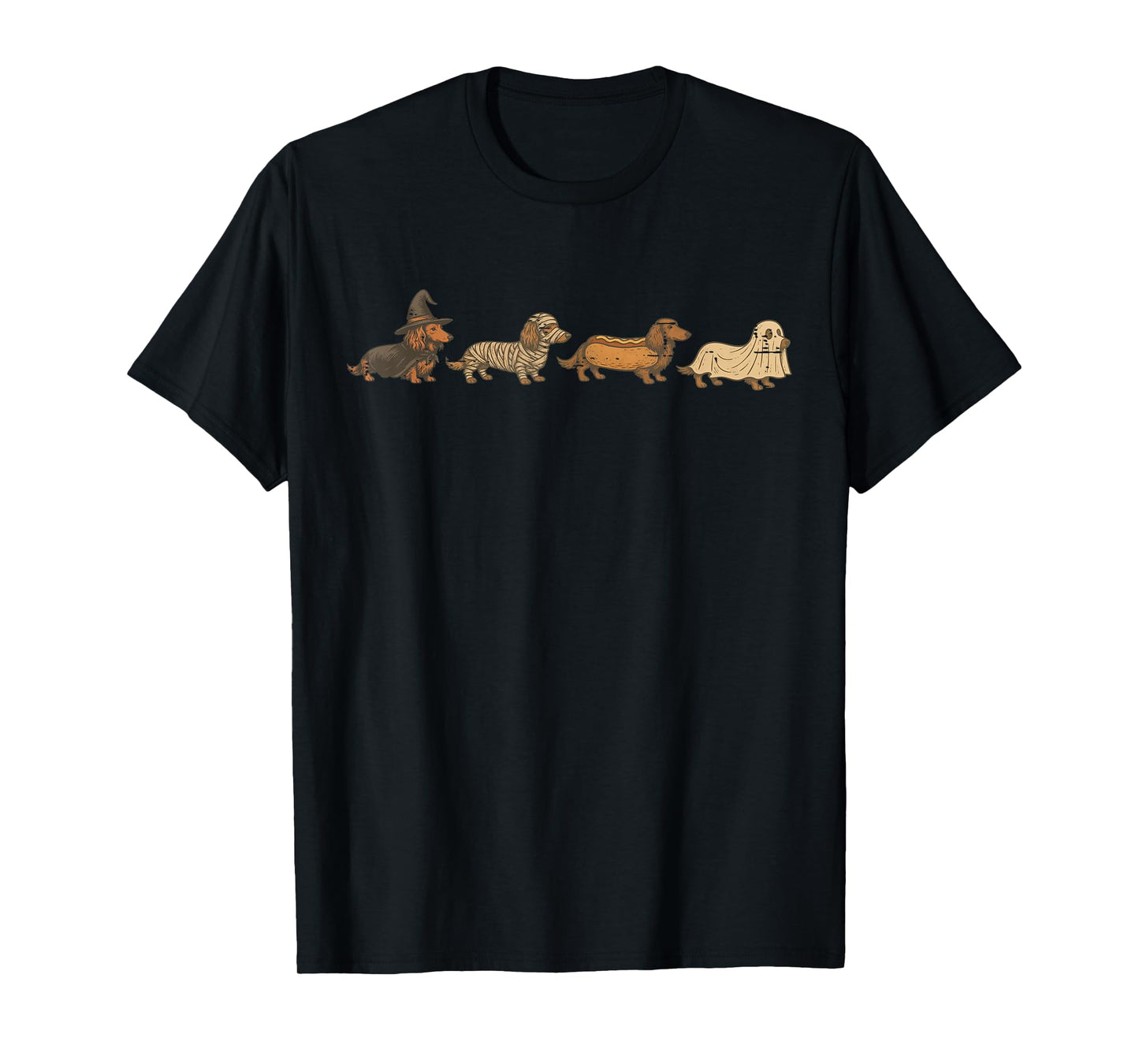 Vintage Funny Dachshund Ghost Halloween Costume Dog Lover T-Shirt
