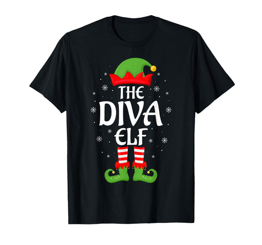 Diva Elf Xmas Family Matching Elf Squad Christmas T-Shirt