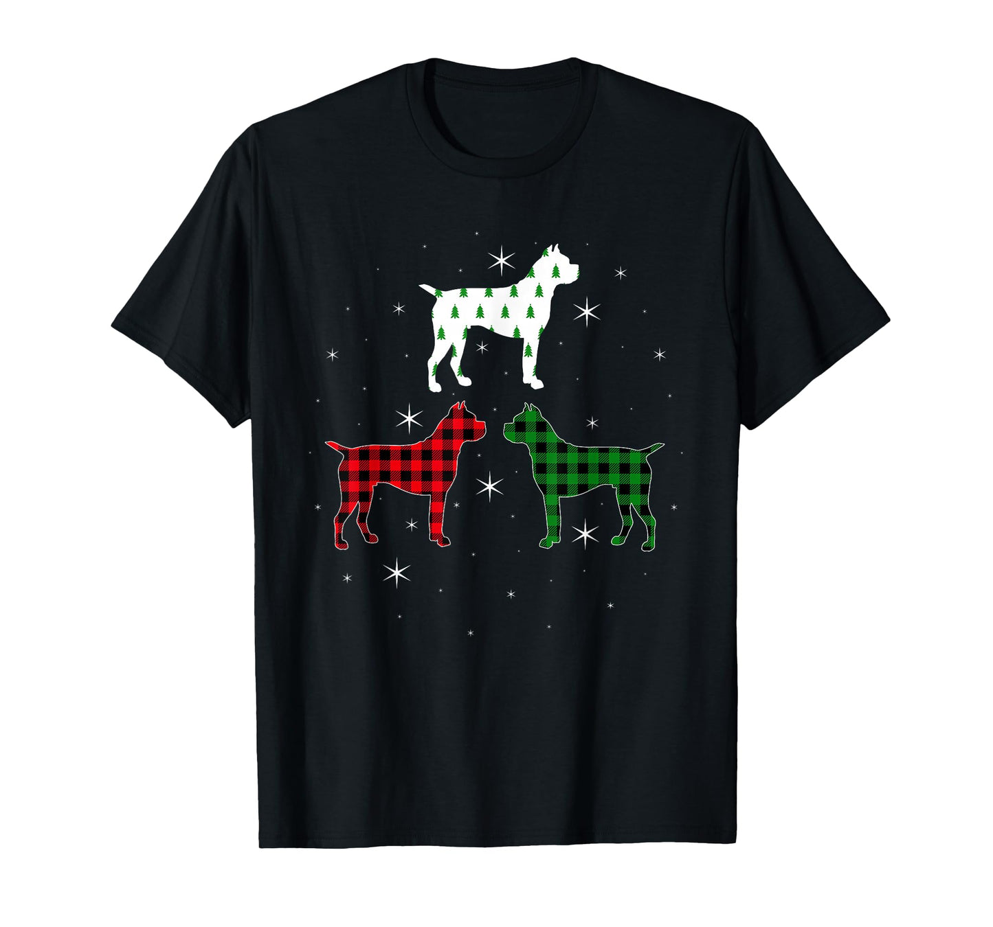 Boxer Christmas Buffalo Plaid Funny Boxer Pet Dog Lover Xmas T-Shirt
