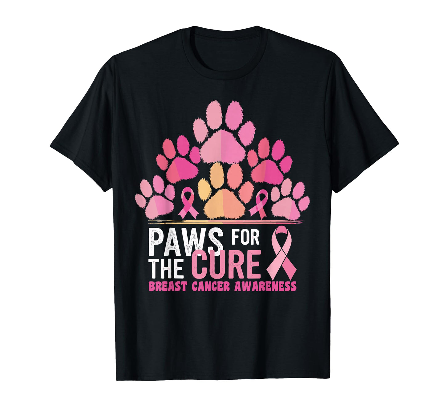 Pink Paws For The Cure Breast Cancer Awareness Dog Cat Lover T-Shirt