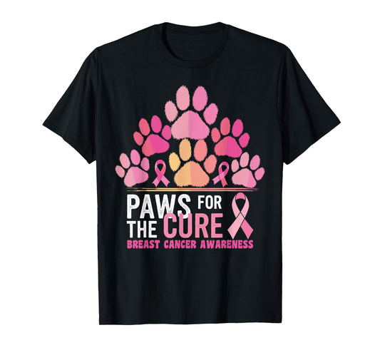 Pink Paws For The Cure Breast Cancer Awareness Dog Cat Lover T-Shirt