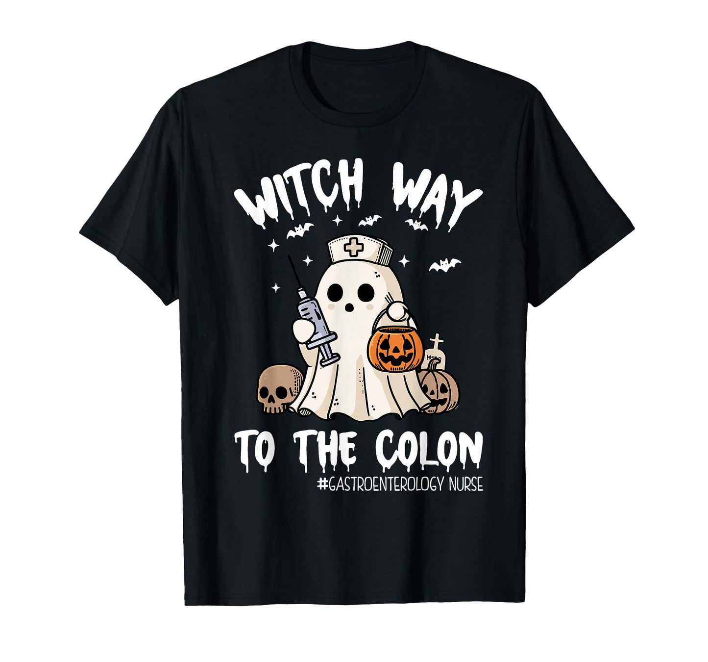 Gastroenterology Nurse Halloween Endo Nurse Ghost Endoscopy T-Shirt
