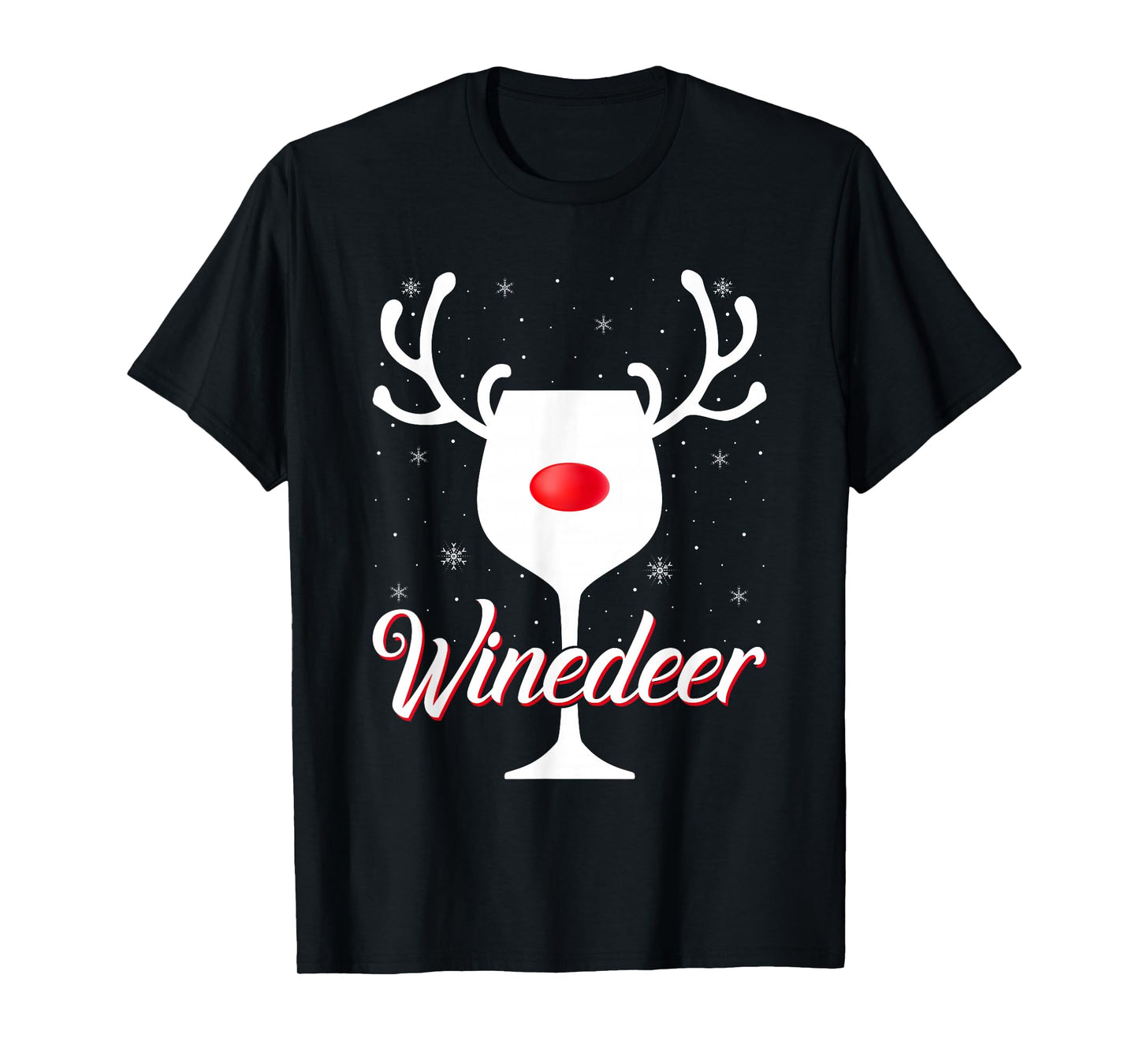 Winedeer Reindeer Wine Drinking Reindeer Couple Christmas T-Shirt