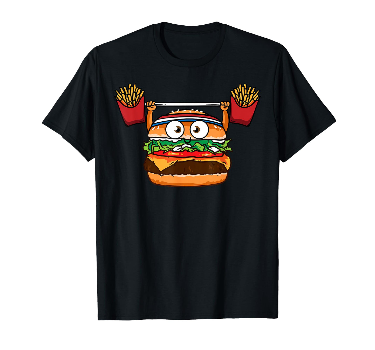 Funny Burger Weightlifting Fries Hamburger Cheeseburger Joke T-Shirt