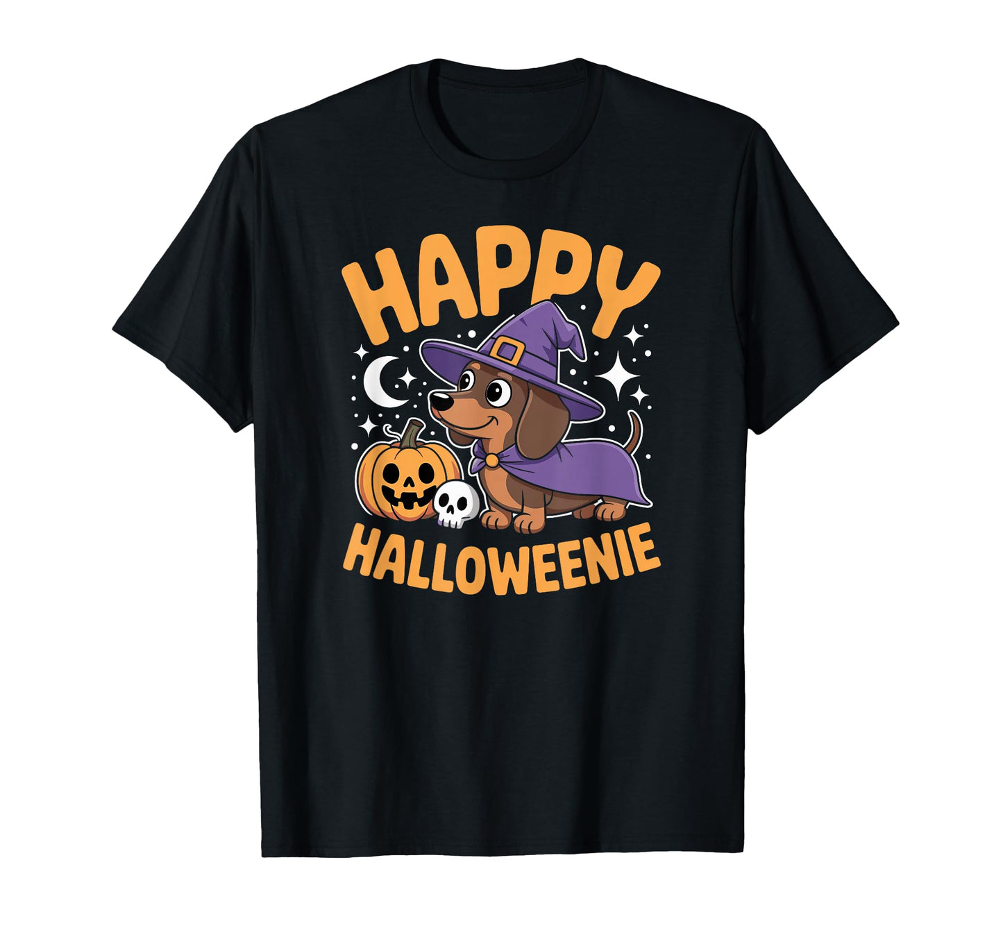 Cute Halloweenie Dachshund Dog in Witch Hat for Pet Lovers T-Shirt