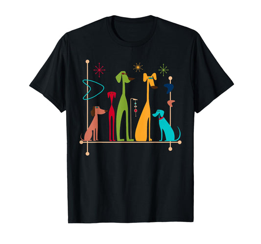 Retro Mid-Century Modern Dogs 50s 60s Style T-Shirt