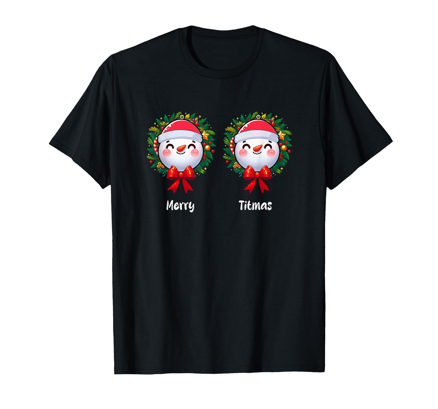 Merry Christmas Funny Joke Bra Women Two Cute Snowmen T-Shirt
