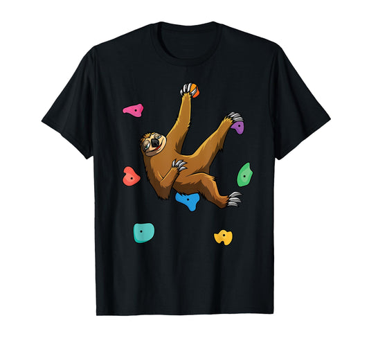 Funny Sloth Bouldering Design Men Women Kids Rock Climbers T-Shirt