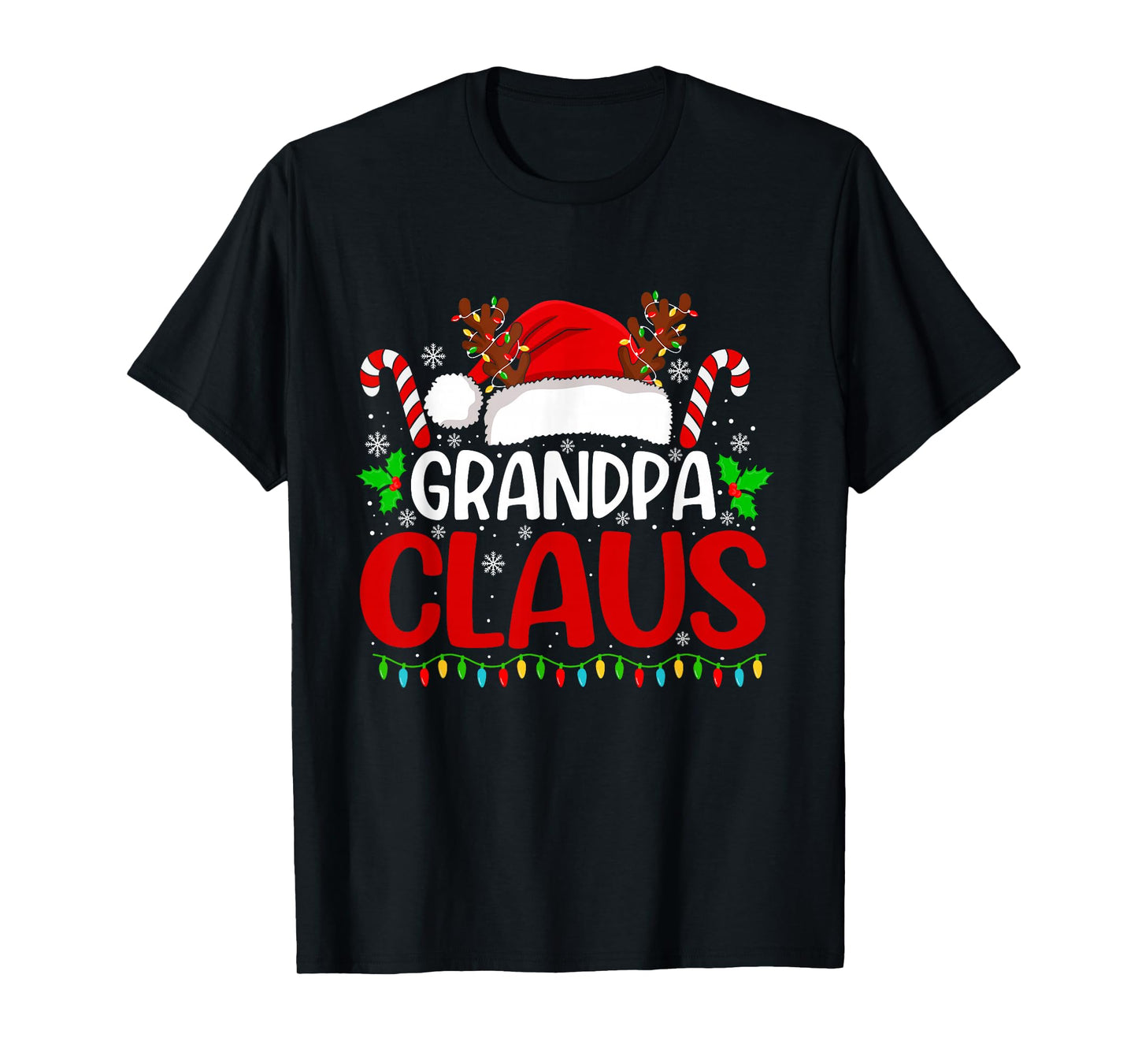 Grandpa Claus Christmas Lights Santa Family Matching Xmas T-Shirt