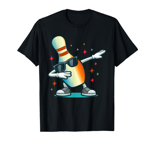 Bowling Pin Dabbing Sunglasses Bowler Player Kids Boys Men T-Shirt