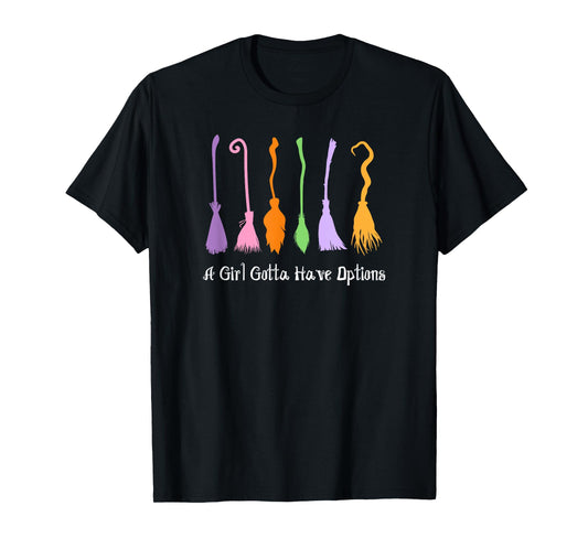 Cute Witches Broom Design for Halloween T-Shirt