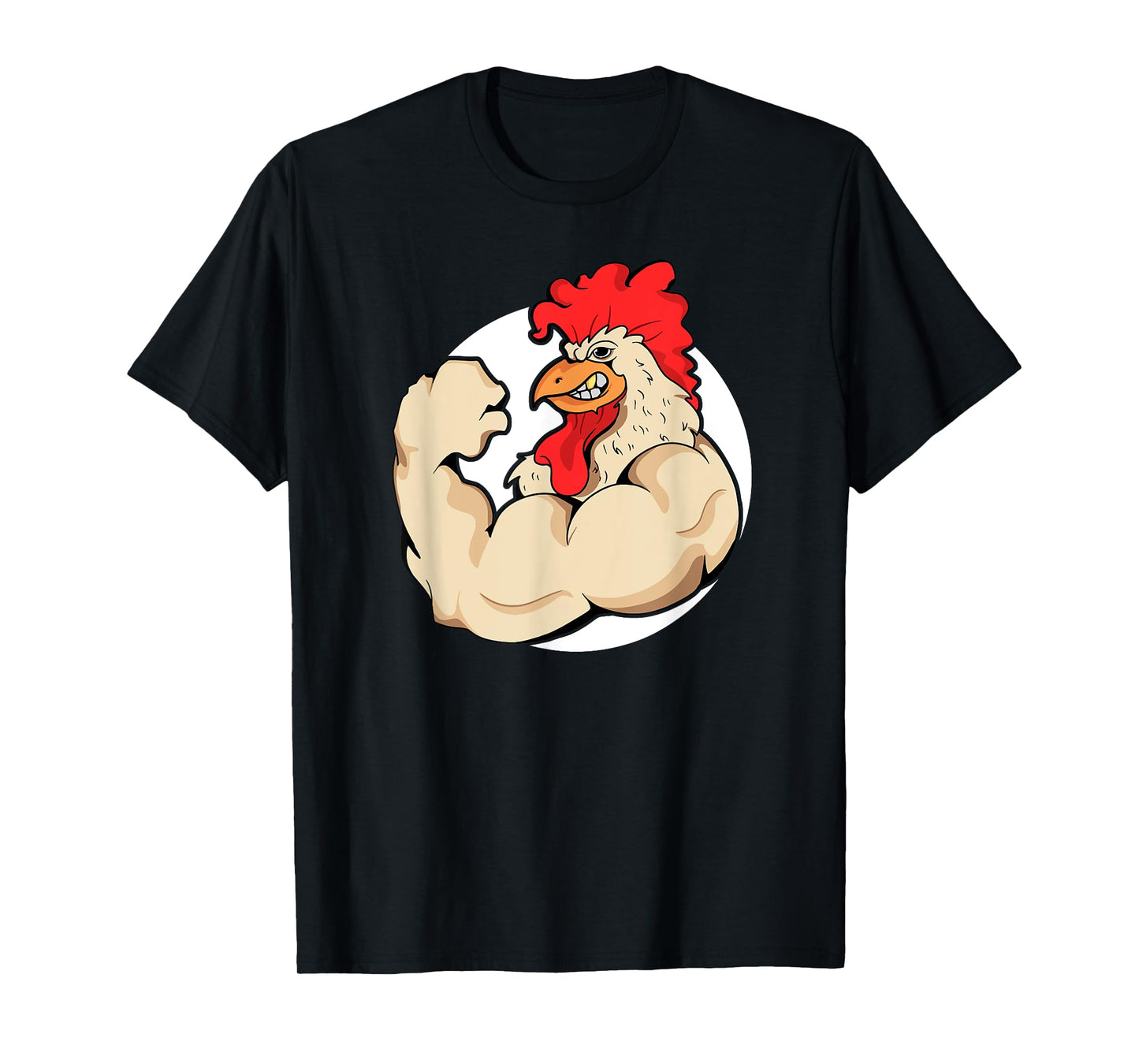Mens Muscles Rooster's Funny Chicken Shirt. Training Mascots T-Shirt