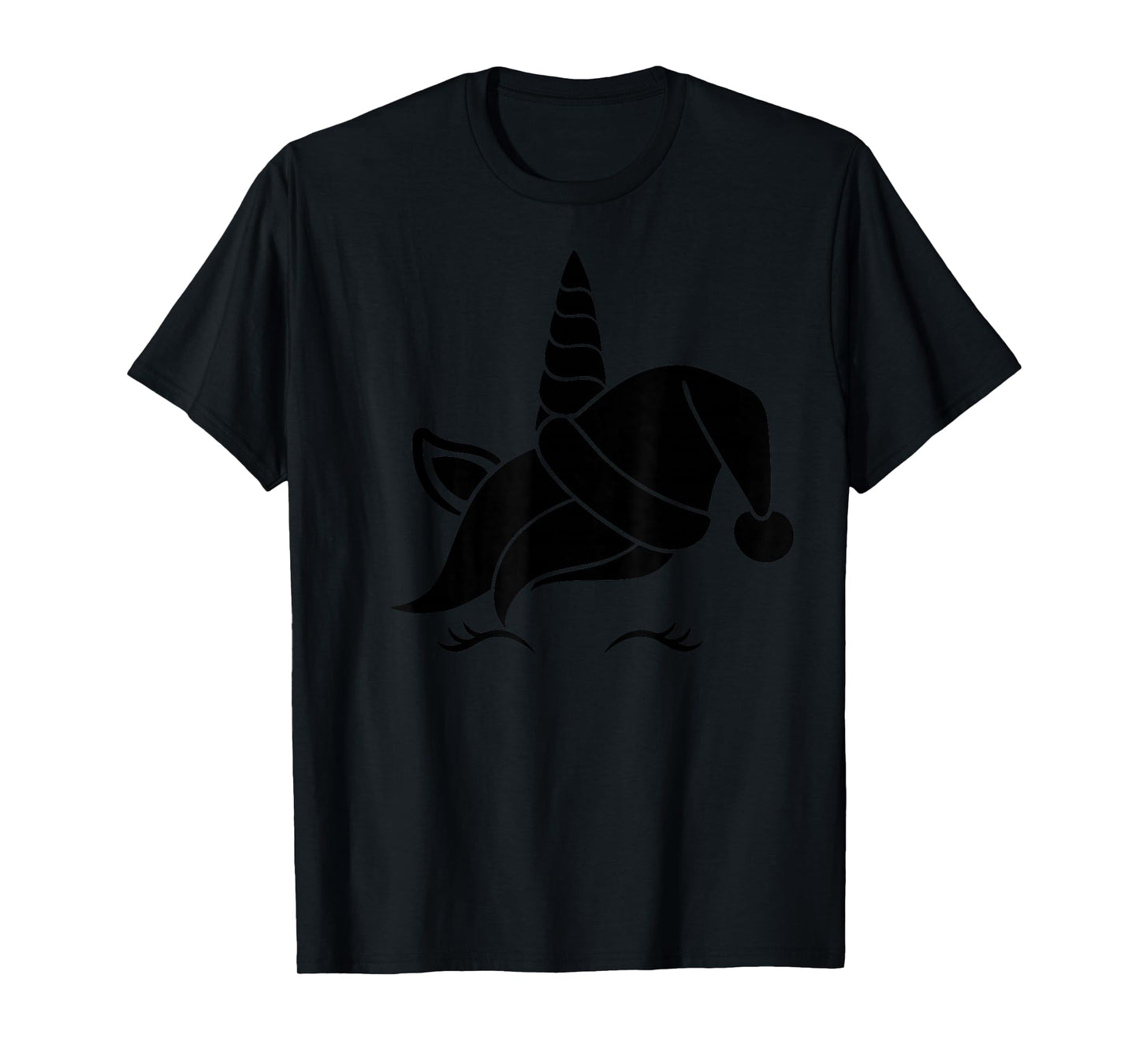 Unicorn Reindeer Face with Santa Hat Cute Christmas Costume T-Shirt