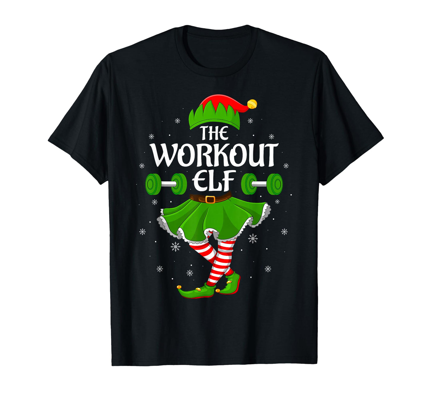 Workout Elf Christmas Family Girls Women Elf Squad Xmas T-Shirt