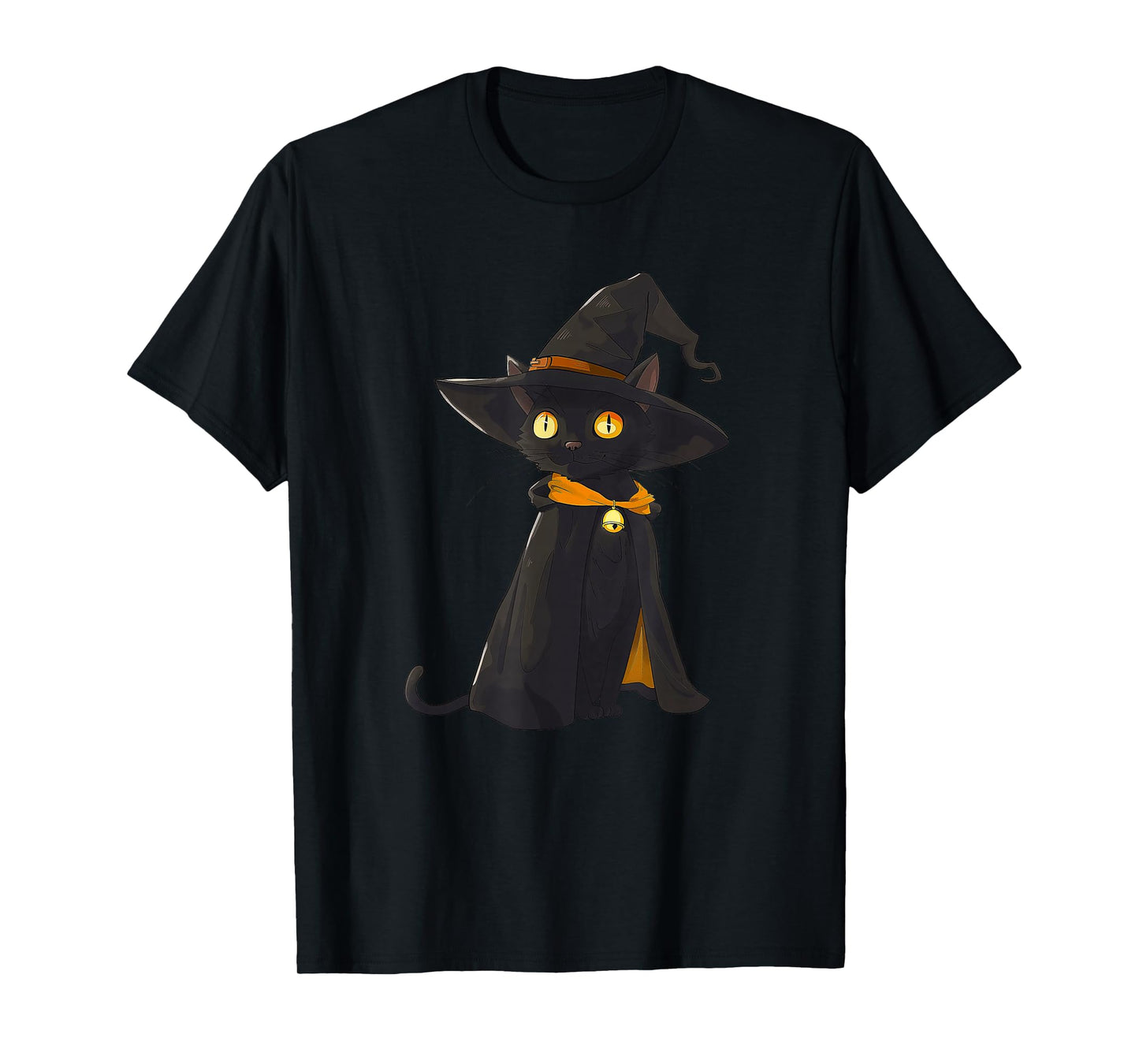 Scary Halloween Black Cat Witch Hat Costume T-Shirt