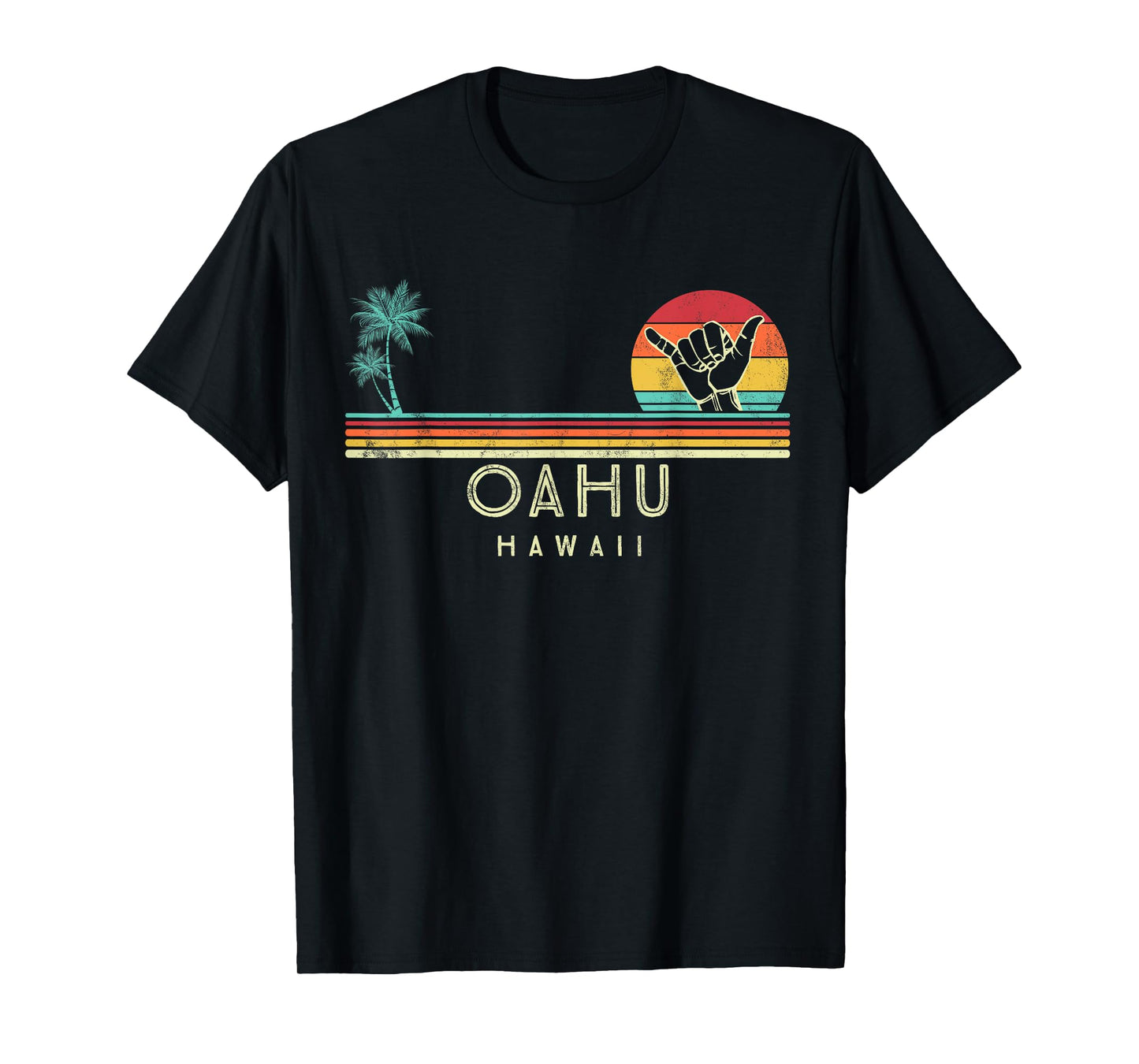 Oahu Hawaii Shaka palm trees tropical T-Shirt