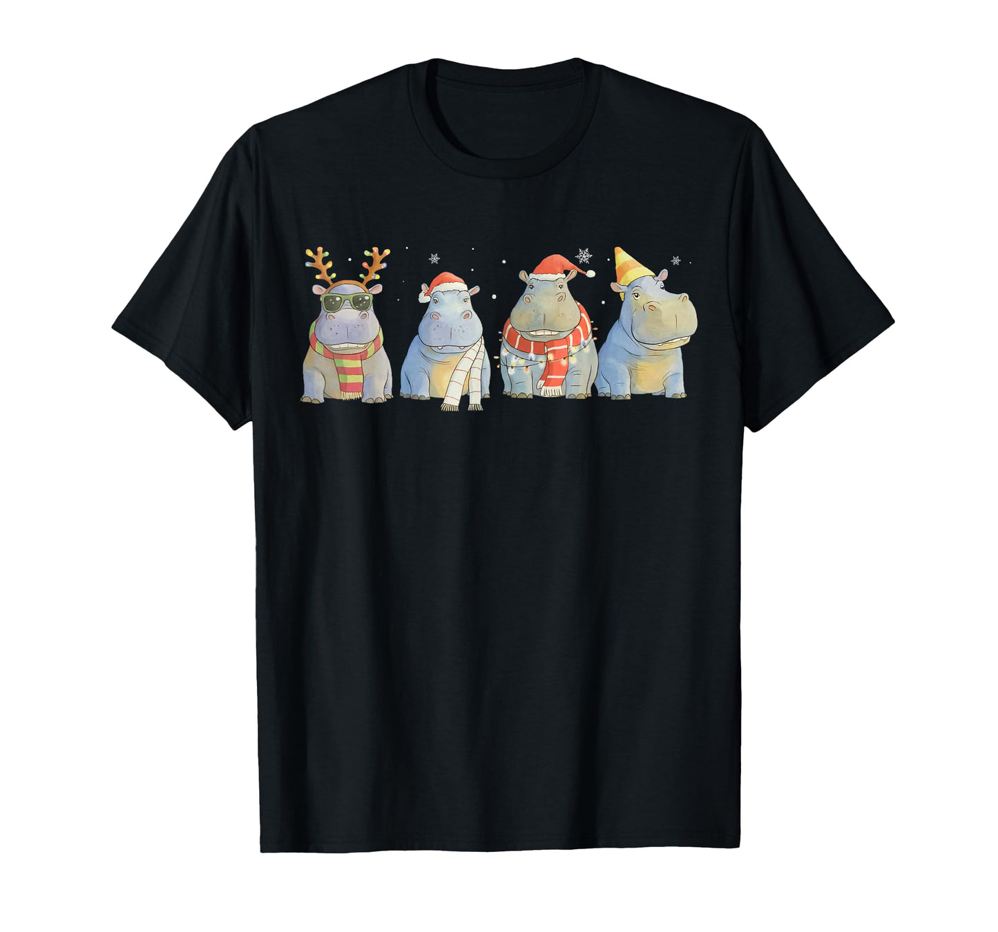 Cute Hippopotamus Christmas Santa Funny Hippo Xmas Men Kids T-Shirt