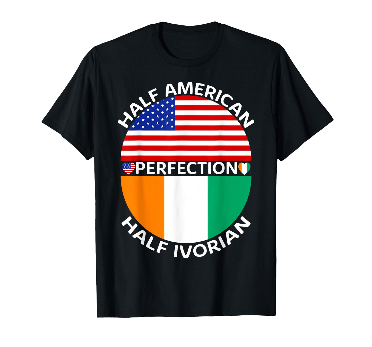 Half American Half Ivorian Ivory Coast Flag Root Men Women T-Shirt