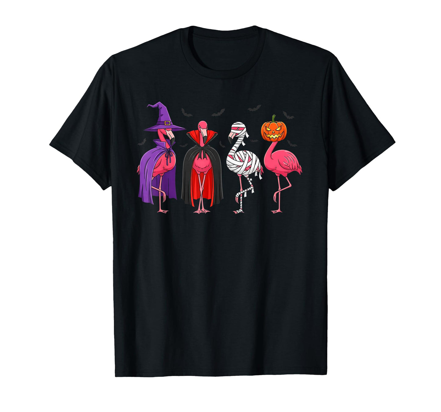 Halloween Flamingo Witch Vampire Mummy Pumpkin Costume T-Shirt