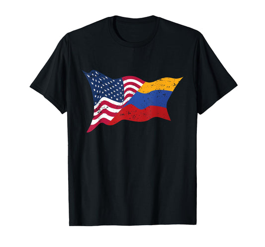 Colombia Dual Citizen American USA Flag Colombian Gift T-Shirt