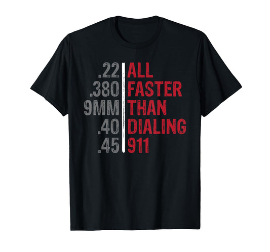 Emergency Tee All Faster Than Dialing 911 Unisex Adult Black Modern Classic Collarless T-Shirt