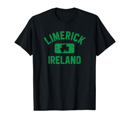 Limerick Ireland Gym Style Distressed Green Print T-Shirt