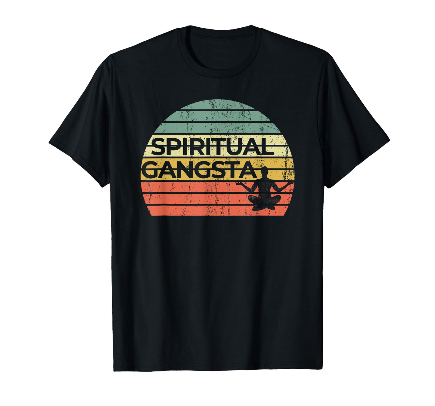 Vintage Retro Sunset Funny Yoga | Spiritual Gangsta T-Shirt